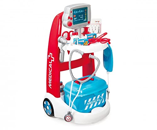 Smoby - Elektronischer Doktor-Trolley - Doktorwagen mit 2 Rädern, elektronischen Funktionen und Sound, viel Zubehör, für Kinder ab 3 Jahren von Smoby
