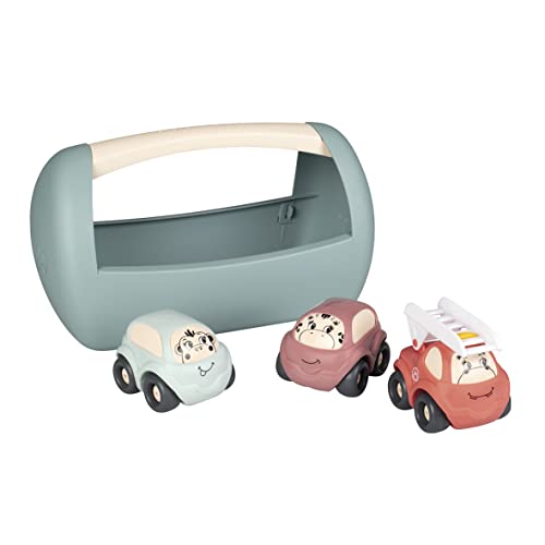 Smoby - Little Set 3 Fahrzeuge – 1. Alter – Autos und Feuerwehrauto – Transportbox – ab 12 Monaten – 140204 Grün von Smoby