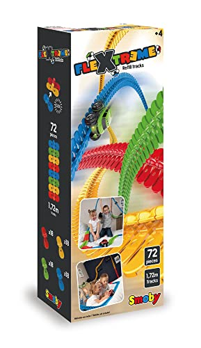 Smoby – FleXtreme Schienen-Erweiterung – 72 Schienen für Flextreme Starter-Set, Rennbahn für Autos, für Kinder ab 4 Jahren, flexible Strecke mit Fahren-über-Kopf-Funktion von Smoby