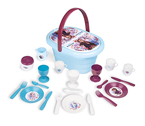 Smoby – Die Eiskönigin Picknick-Korb – Spielset mit Spielzeug-Teeservice (20 Teile), inkl. Teller, Besteck, Becher, für Kinder ab 3 Jahren, blau von Smoby