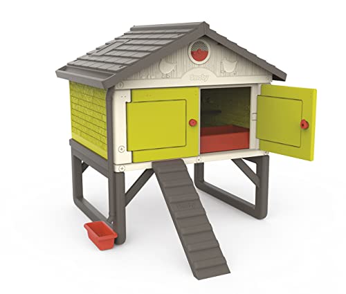 Smoby - Cluck Cluck Cottage - Hühnerstall aus leichtem Kunststoff - Für 5 Hühner - Einfache Reinigung - UV-fest - Mobil - Mit Zubehör von Smoby