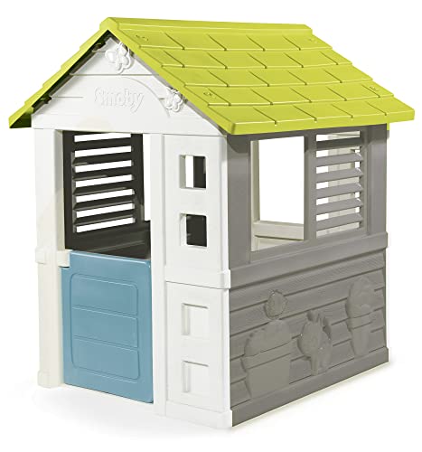 Smoby - Jolie Haus - Spielhaus für Kinder für drinnen und draußen, mit kleiner Eingangstür und Fenstern, Gartenhaus für Jungen und Mädchen ab 2 Jahren von Smoby
