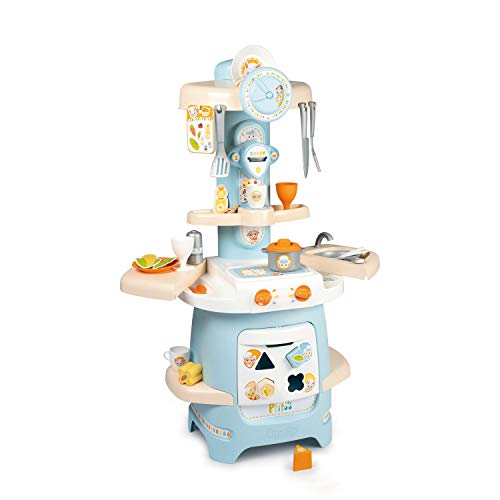 Smoby - Kinder-Küche Ptitoo - für Kleinkinder ab 18 Monaten, platzsparende Spielküche mit 22 Steck-, Sound- & Zubehörteilen von Smoby