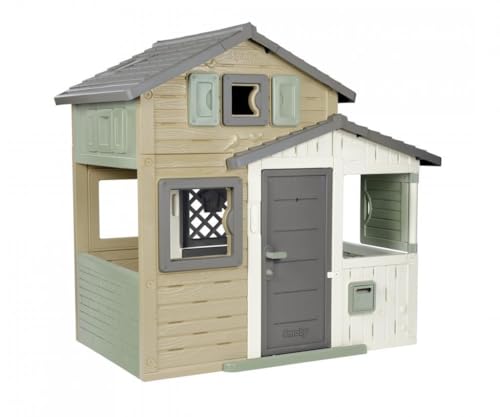Smoby Life - Evo Friends Spielhaus für Kinder (175x114x162 cm) mit 35% Recycling-Anteil - großes Gartenhaus ab 3 Jahre mit Türen, Fenstern & Briefkasten - Outdoor-Kinderhaus für Garten & Terrasse von Smoby