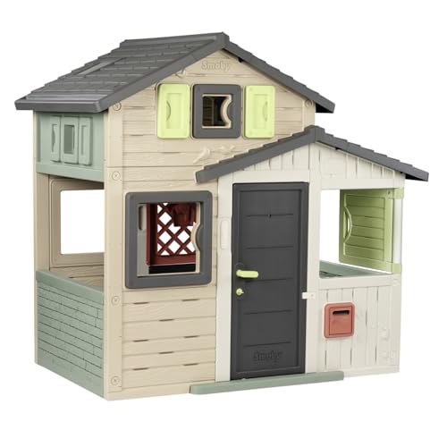 Smoby Life Friends House EVO Spielhaus mit 2 Türen, 6 Fenstern und abnehmbarem Picknicktisch – hergestellt aus recyceltem Material, UV-Schutz, für Kinder ab 3 Jahren (7600810208) von Smoby