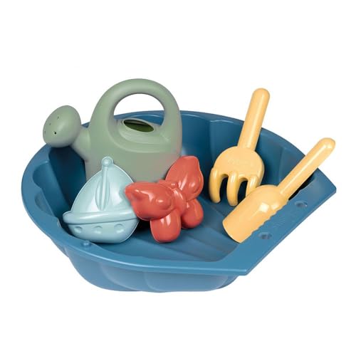 Smoby Life – Mini-Sandkasten gefüllt – Gießkanne – Schaufel + Rechen – Strandspiel – recycelter Kunststoff – ab 18 Monaten – 850209 von Smoby