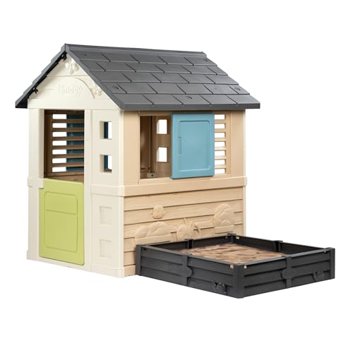 Smoby Life - Square Spielhaus (174 x 110 x 127 cm) mit 60% Recyclinganteil mit Sandkasten - Garten-Spielhaus für Kinder - inklusive Zubehör - ab 2 Jahre von Smoby