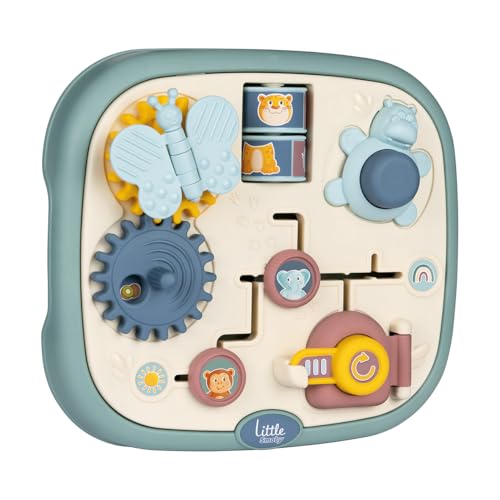 Smoby Little Activity Board ab 1 Jahr (23,5x25 cm) - Lern- & Motorik-Spielzeug mit 5 Aktivitäten in niedlicher Tier-Gestaltung für Babys und Kinder ab 12 Monate von Smoby