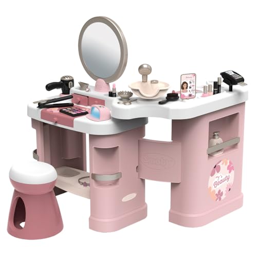 Smoby - My Beauty Center – Schönheitsinstitut 3 in 1 – Frisur, Nagelkunst, Make-up Attrappe – 26 Zubehörteile – recyceltes Material – ab 3 Jahren – Französisches Produkt von Smoby