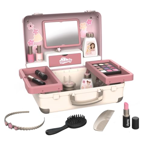 Smoby - My Beauty Vanity – Frisur, Nagelkunst, Make-up Attrappe – leicht zu transportieren – ausziehbare Tabletten – 13 Zubehörteile – ab 3 Jahren von Smoby