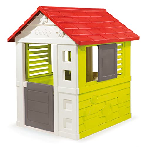 Smoby – Natur Haus - Spielhaus für Kinder für drinnen und draußen, erweiterbar durch Zubehör, Gartenhaus für Jungen und Mädchen ab 2 Jahren, Playhouse for Kids Perfect for Garden, grün von Smoby