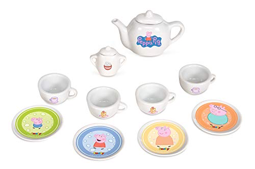 Smoby – Peppa Pig Porzellan-Service – 10-tlg Spielzeuggeschirr-Set mit Tasse, Teller, Zuckerdose, Teekanne, mit Aufdruck, für Kinder ab 3 Jahren von Smoby
