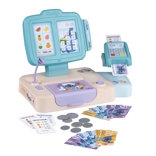 Smoby – Stitch Supermarktkasse für Kinder – Mit Kassenschublade, Spiel-Mikrofon, Kartenleser, Spielgeld, insgesamt 26 Zubehörteile, Rollenspiel Kasse für Kinder, ab 3 Jahren Smoby – Stitch Supermarktkasse für Kinder – Mit Kassenschublade, Spiel-Mikrofon, Kartenleser, Spielgeld, insgesamt 26 Zubehörteile, Rollenspiel Kasse für Kinder, ab 3 Jahren von Smoby