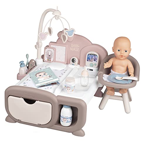 Smoby Toys - Baby Nurse Cocoon Puppen-Spiel-Set für Kinder ab 3 Jahren - 3-in-1 Spielcenter (Puppenbett, Wickeltisch & Ess-Station) - inkl. Puppe & Puppen-Zubehör von Smoby