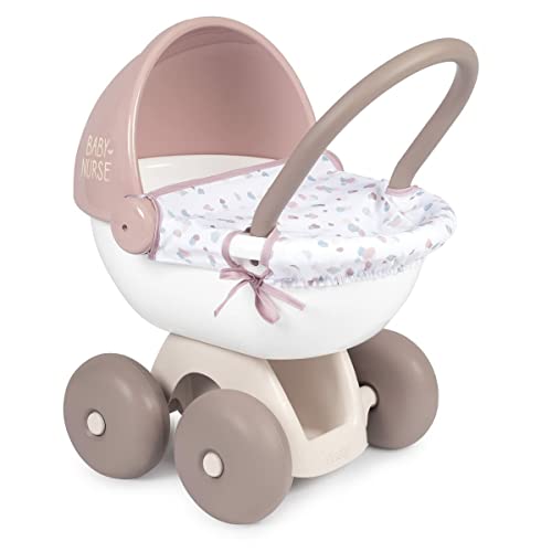 Smoby - Baby Nurse Puppenwagen - kleiner Puppenwagen für dein Püppchen bis 42 cm, mit waschbarem Stoffbezug, für Kinder ab 18 Monaten von Smoby