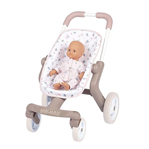 Smoby - Baby Nurse Puppenbuggy Pop - Puppenwagen im Baby Nurse-Design, Puppen-Zubehör für Puppen bis 42 cm, für Kinder ab 18 Monaten von Smoby