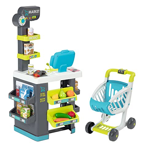 Smoby - Supermarkt mit Einkaufswagen - Spielsupermarkt mit Licht, Sound und Elektronischen Funktionen, für Kinder ab 3 Jahren von Smoby