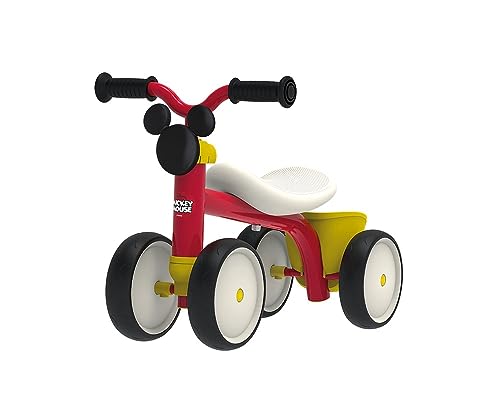 Smoby Toys - Mickey Mouse Rutschfahrzeug Rookie ab 1 Jahr - Rutscher aus Metall mit 4 Flüsterrädern, ergonomischem Sitz und Aufbewahrungsbox - für Kinder ab 12 Monaten (bis 25 kg) von Smoby