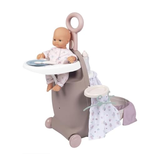 Smoby Toys - Baby Nurse Puppen-Trolley für Kinder - rollbarer Puppenkoffer mit ausklappbarem Schlaf- und Essbereich für Puppen bis 42 cm - ab 18 Monate von Smoby