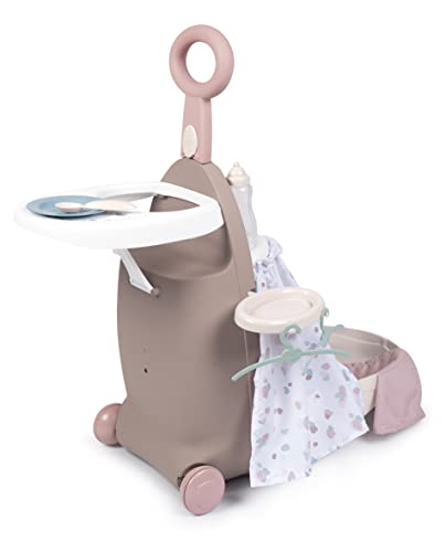 Smoby Toys - Baby Nurse Puppen-Trolley für Kinder - rollbarer Puppenkoffer mit ausklappbarem Schlaf- und Essbereich für Puppen bis 42 cm - ab 18 Monate von Smoby