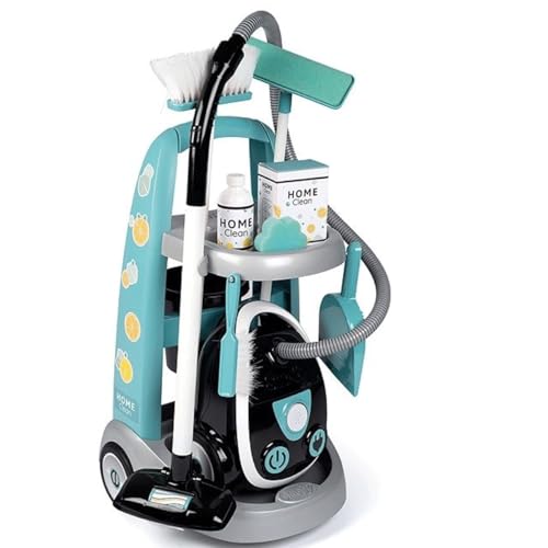 Smoby Toys - Putzwagen mit Staubsauger & Zubehör für Kinder ab 3 Jahren - 9-teiliges Spielzeug-Reinigungsset mit Trolley & Sound Smoby Toys - Putzwagen mit Staubsauger & Zubehör für Kinder ab 3 Jahren - 9-teiliges Spielzeug-Reinigungsset mit Trolley & Sound von Smoby