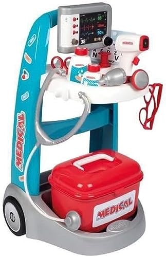 Smoby - elektronisches Doktor-Trolley - Doktorwagen mit 2 Rädern, elektronischen Funktionen und Sound, viel Zubehör, für Kinder ab 3 Jahren von Smoby