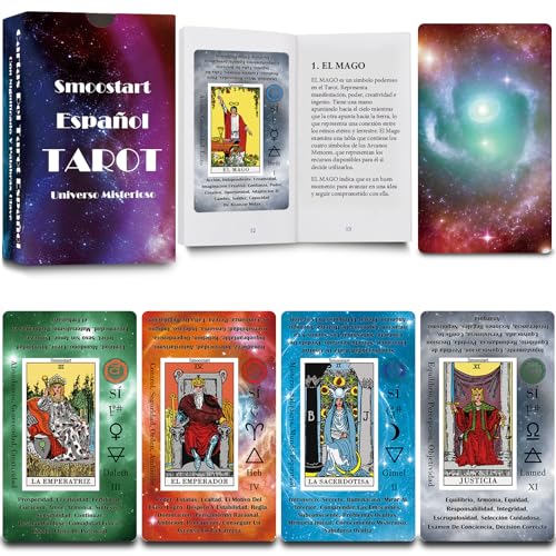 Smoostart Holografische spanische Tarotkarten mit Bedeutungen auf ihnen, Tarot mit Leitfaden für Anfänger, Schlüsselwörter, Element, Planet, Sternzeichen, Chakra, Ja oder Nein, Musiktonlage Smoostart Holografische spanische Tarotkarten mit Bedeutungen auf ihnen, Tarot mit Leitfaden für Anfänger, Schlüsselwörter, Element, Planet, Sternzeichen, Chakra, Ja oder Nein, Musiktonlage von Smoostart