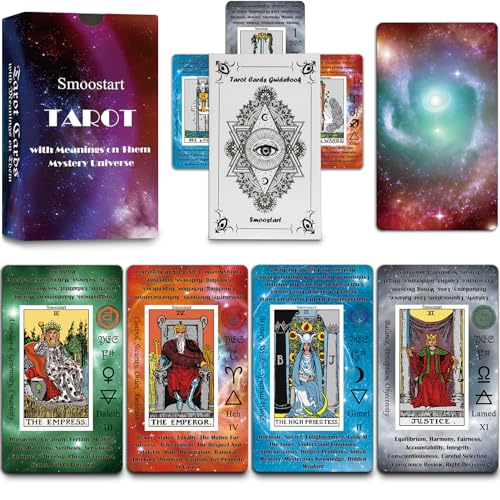 Smoostart holografische Englische Tarotkarten mit Bedeutungen, Tarotkartendeck mit Leitfaden für Anfänger, Schlüsselwörter, Element, Planet, Chakra, Ja oder Nein, musikalische Tonhöhe, Numerologie Smoostart holografische Englische Tarotkarten mit Bedeutungen, Tarotkartendeck mit Leitfaden für Anfänger, Schlüsselwörter, Element, Planet, Chakra, Ja oder Nein, musikalische Tonhöhe, Numerologie von Smoostart