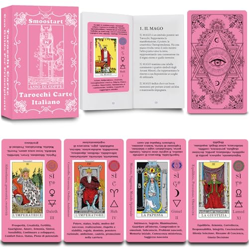 Smoostart Italienische Rosa Tarotkarten mit Bedeutungen, Tarotkarten Deck mit Leitfaden für Anfänger, Schlüsselwörter, Element, Planet, Sternzeichen, Chakra, Ja oder Nein, Musiktonlage, Numerologie, Smoostart Italienische Rosa Tarotkarten mit Bedeutungen, Tarotkarten Deck mit Leitfaden für Anfänger, Schlüsselwörter, Element, Planet, Sternzeichen, Chakra, Ja oder Nein, Musiktonlage, Numerologie, von Smoostart