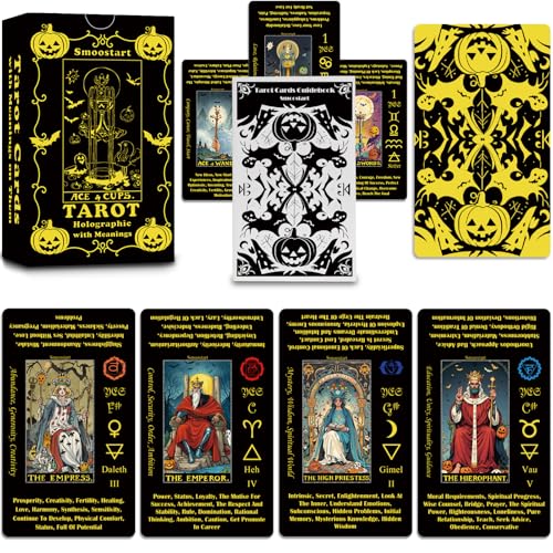 Smoostart Schwarze Tarotkarten im Halloween-Stil mit Bedeutungen, Tarotkartendeck mit Handbuch für Anfänger, Tarot enthält mehrere Interpretationen, englische Version Smoostart Schwarze Tarotkarten im Halloween-Stil mit Bedeutungen, Tarotkartendeck mit Handbuch für Anfänger, Tarot enthält mehrere Interpretationen, englische Version von Smoostart