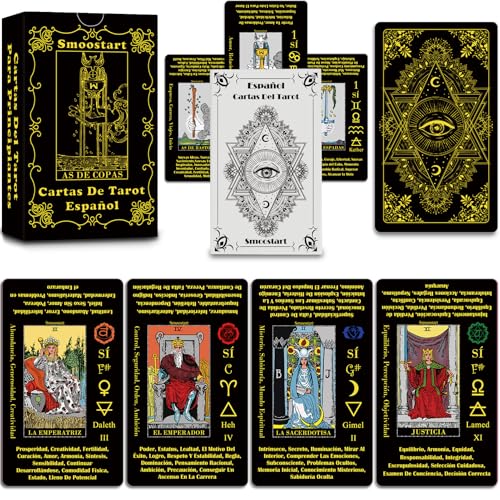 Smoostart Spanische Tarotkarten mit Bedeutungen, Tarotkarten Deck mit Leitfaden für Anfänger, Schlüsselwörter, Element, Planet, Sternzeichen, Chakra, Ja oder Nein, Musiktonlage, Numerologie, Smoostart Spanische Tarotkarten mit Bedeutungen, Tarotkarten Deck mit Leitfaden für Anfänger, Schlüsselwörter, Element, Planet, Sternzeichen, Chakra, Ja oder Nein, Musiktonlage, Numerologie, von Smoostart