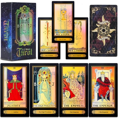 Smoostart 78 Tarotkarten mit Ratgeber, holografisches Tarotkarten Deck Zukunftsspiel mit bunter Box für Anfänger und professionelle Spieler Smoostart 78 Tarotkarten mit Ratgeber, holografisches Tarotkarten Deck Zukunftsspiel mit bunter Box für Anfänger und professionelle Spieler von Smoostart
