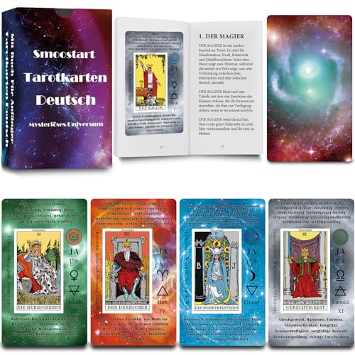 Smoostart Tarotkarten Deutsch Mit Bedeutungen, Holografische Tarotkarten Für Anfänger Mit Leitfaden, Schlüsselwörter, Element, Planet, Chakra, Ja Oder Nein, Musikalische Tonhöhe, Numerologie Smoostart Tarotkarten Deutsch Mit Bedeutungen, Holografische Tarotkarten Für Anfänger Mit Leitfaden, Schlüsselwörter, Element, Planet, Chakra, Ja Oder Nein, Musikalische Tonhöhe, Numerologie von Smoostart