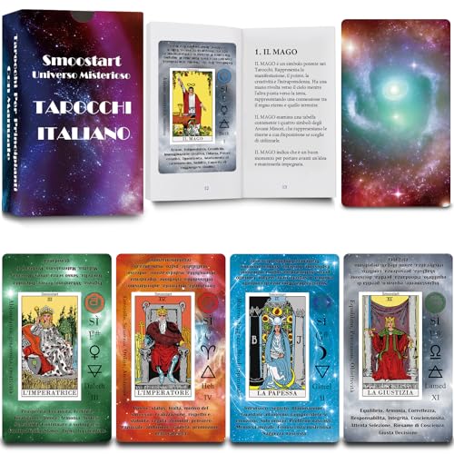 Smoostart holografische Italienische Tarotkarten mit Bedeutungen, Tarotkartendeck mit Leitfaden für Anfänger, Schlüsselwörter, Element, Planet, Chakra, Ja oder Nein, musikalische Tonhöhe, Numerologie Smoostart holografische Italienische Tarotkarten mit Bedeutungen, Tarotkartendeck mit Leitfaden für Anfänger, Schlüsselwörter, Element, Planet, Chakra, Ja oder Nein, musikalische Tonhöhe, Numerologie von Smoostart