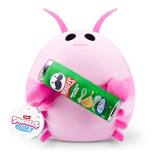 Snackles, Series 2, Pink Shrimp (Pringles, Sour Cream & Onion), Kuschelig-weiches, beruhigendes, 38 cm großes Plüschspielzeug mit lizenziertem Snackmarken-Accessoire (Pink Shrimp) von Snackles