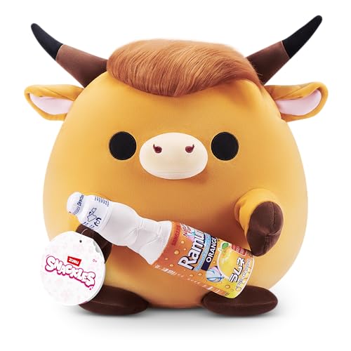 Snackles-CORE Licensed-Series 3-Plush 14" Highland Cow with Sangaria O-Mazing Orange Ramune von Snackles