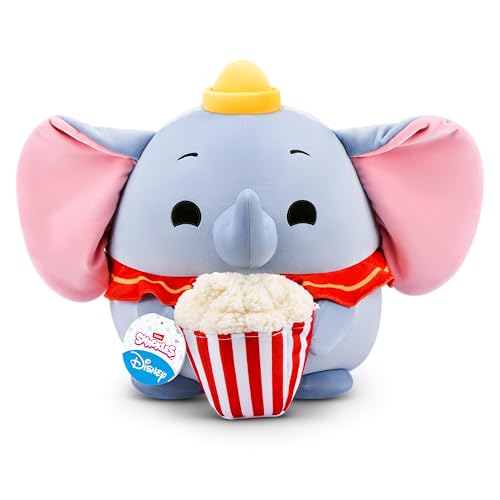Snackles Disney 35 cm großes Plüschspielzeug von ZURU, Plüschspielzeug mit Snack-Accessoire (Dumbo&Popcorn) von Snackles