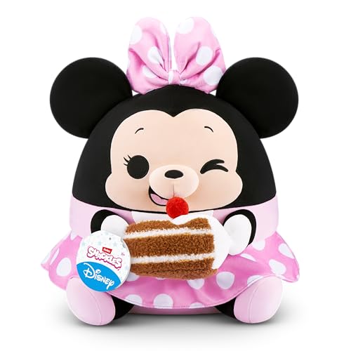 Snackles Disney 35 cm großes Plüschspielzeug von ZURU, Plüschspielzeug mit Snack-Accessoire (Minnie&Chocolate Cake) von Snackles