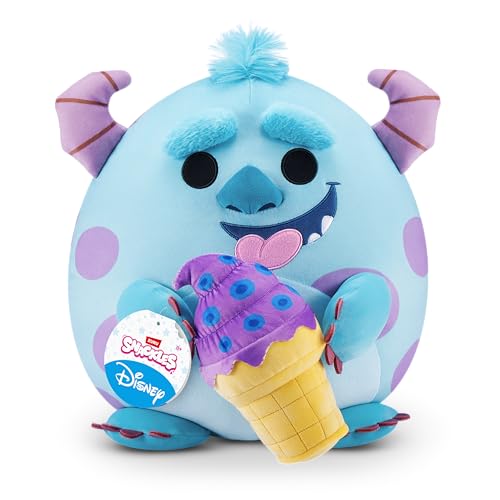 Snackles Disney 35 cm großes Plüschspielzeug von ZURU, Plüschspielzeug mit Snack-Accessoire (Sulley&LCE Cream) von Snackles