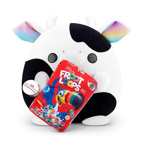 Snackles Series 1 Wave 2 Cow (Froot Loops), Surprise Medium Plush, Ultra Soft Plush, 35 cm, Collectible Plush with Real Brands, Cow (Froot Loops) von Snackles