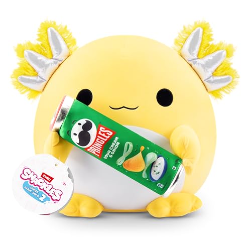 Snackles Serie 2 35 cm ZURU Kuschelig-weiches, beruhigendes, 35 cm großes Plüschspielzeug mit lizenziertem Snackmarken-Accessoire (Leon), Pringles Axolotl von Snackles