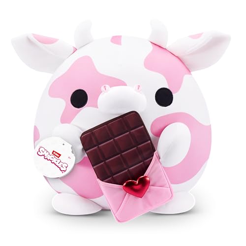 Snackles Valentinstags-Edition von ZURU, 35 cm, Plüsch, flauschig-weiches, 20 cm großes Valentinstags-Plüschspielzeug mit Valentinstags-Snack. (Cow, Chocolate) von Snackles