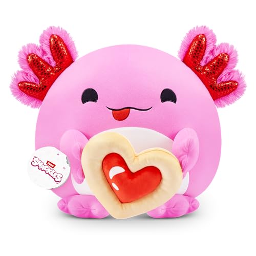 Snackles Valentinstags-Edition von ZURU, 35 cm, Plüsch, flauschig-weiches, 35 cm großes Valentinstags-Plüschspielzeug mit Valentinstags-Snack. (Axolotl, Cookie) von Snackles