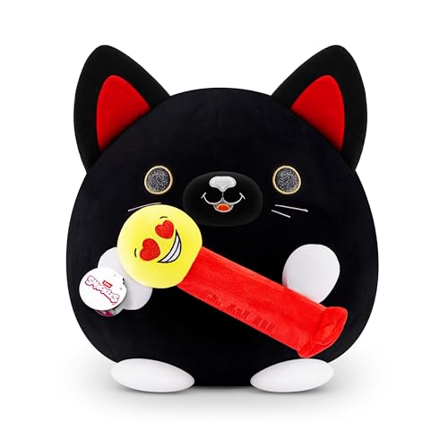 Snackles Series 1 Wave 2 Black Cat (PEZ), Surprise Medium Plush, Ultra Soft Plush, 35 cm, Collectible Plush with Real Brands, Black Cat (PEZ) von Snackles