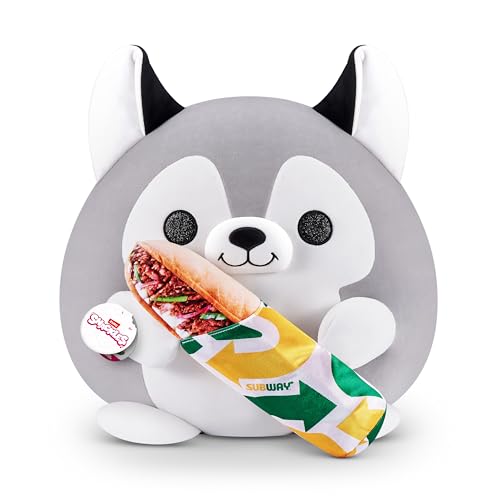Snackles Series 1 Wave 2 Husky (Subway), Surprise Medium Plush, Ultra Soft Plush, 35 cm, Collectible Plush with Real Brands, Husky (Subway) von Snackles