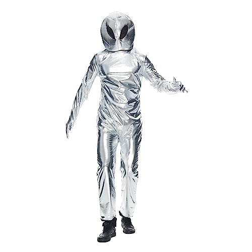 Snailify Alien Kostüm für Erwachsene Unisex Halloween außerirdischer Weltraum, metallischer Body mit Hut von Snailify