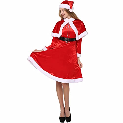 Snailify Damen Weihnachtskostüm mit süßem Fräulein Weihnachtsmann Outfit für Erwachsene von Snailify