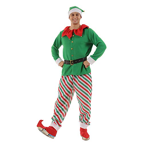 Snailify Elf Buddy Kostüm Herren Santa Helper Outfits Weihnachten Full Set Grüner Anzug für Erwachsene von Snailify