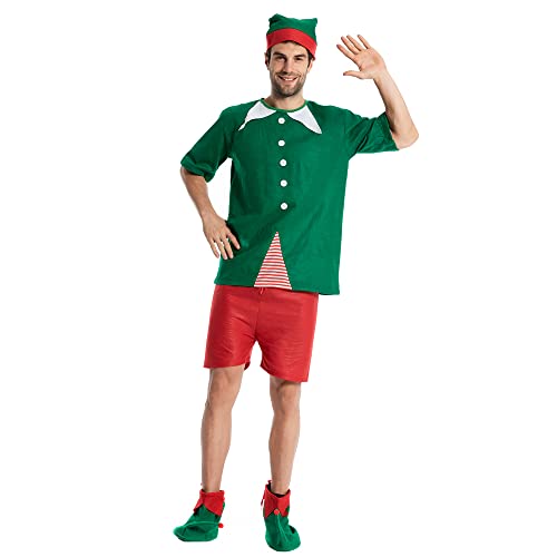 Snailify Elfenkostüm für Erwachsene Weihnachtskostüm Weihnachtsmann Helfer Xmas Outfit von Snailify