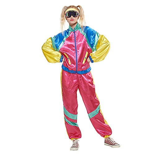Snailify Erwachsene Kostüm 80er Jahre Traininganzug Retro Style Mode Purpurrot von Snailify